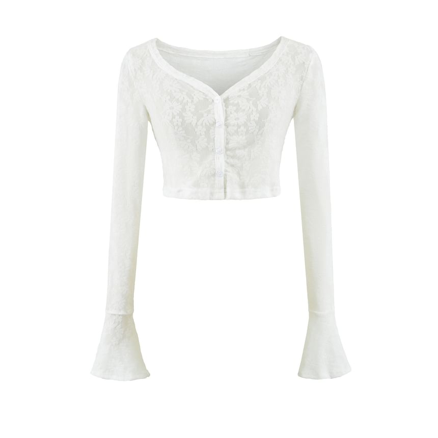 Lace Camisole and Bell Sleeve Cardigan Duo