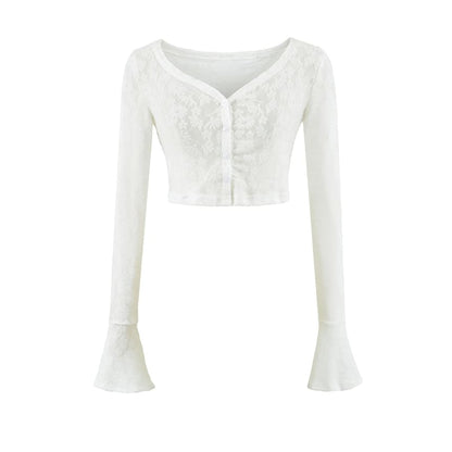 Lace Camisole and Bell Sleeve Cardigan Duo