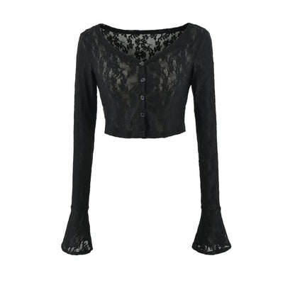 Lace Camisole and Bell Sleeve Cardigan Duo