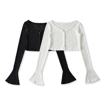 Lace Camisole and Bell Sleeve Cardigan Duo