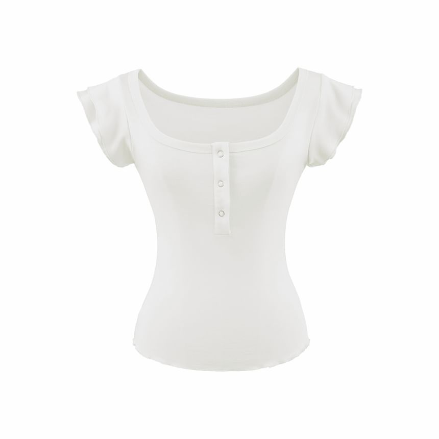 Square Neck Henley T-Shirt