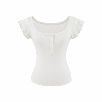 Square Neck Henley T-Shirt