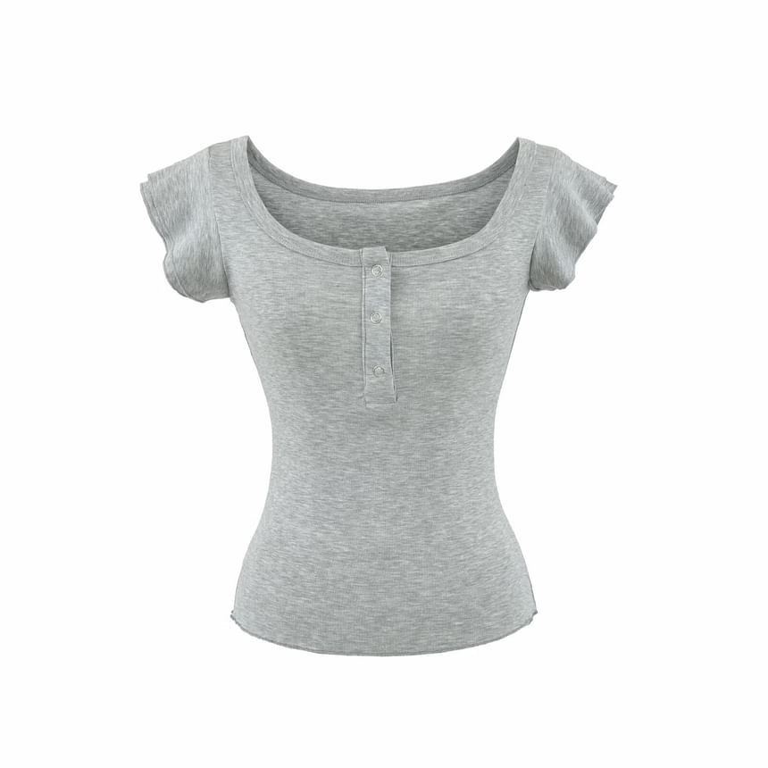 Square Neck Henley T-Shirt