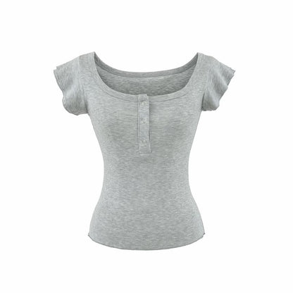 Square Neck Henley T-Shirt