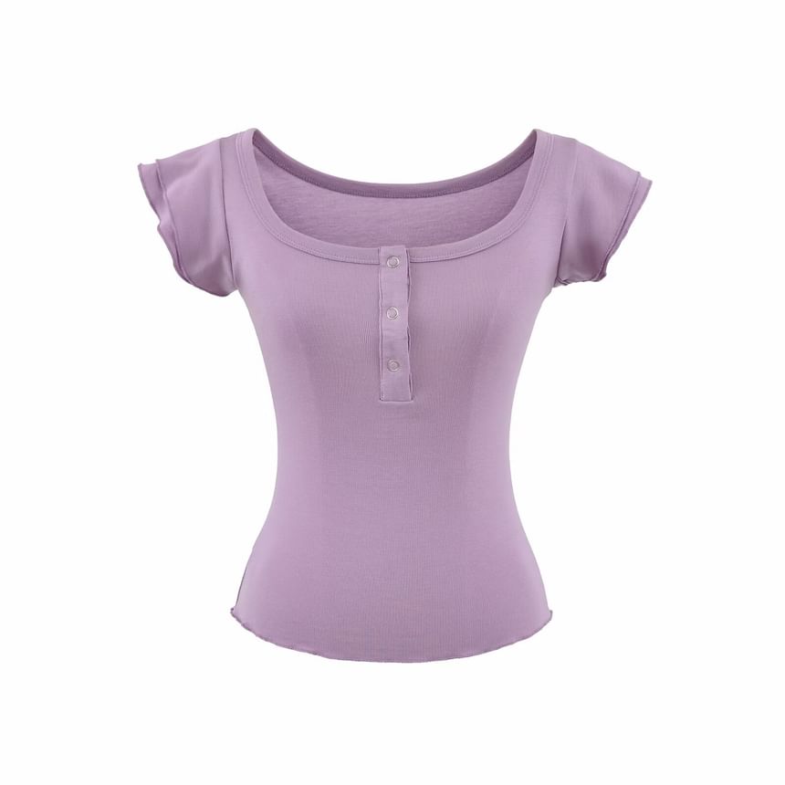 Square Neck Henley T-Shirt