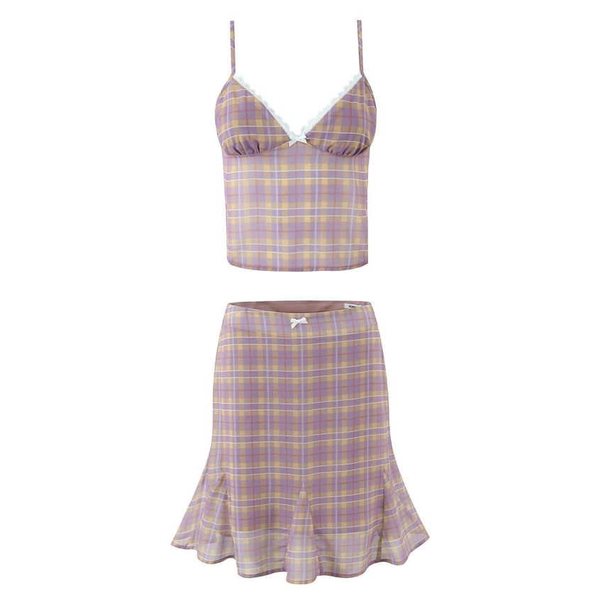 Patterned Camisole and Mermaid Skirt Set