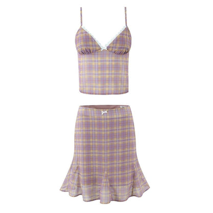 Patterned Camisole and Mermaid Skirt Set