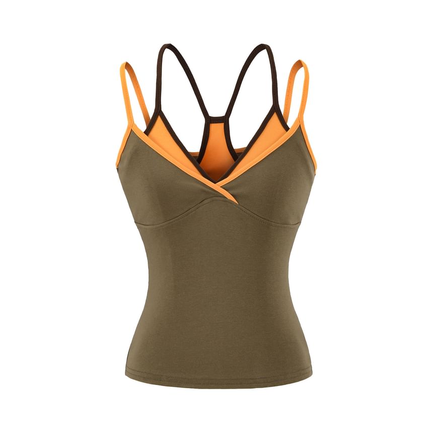 Contrast Trim Mock Two-Piece Camisole