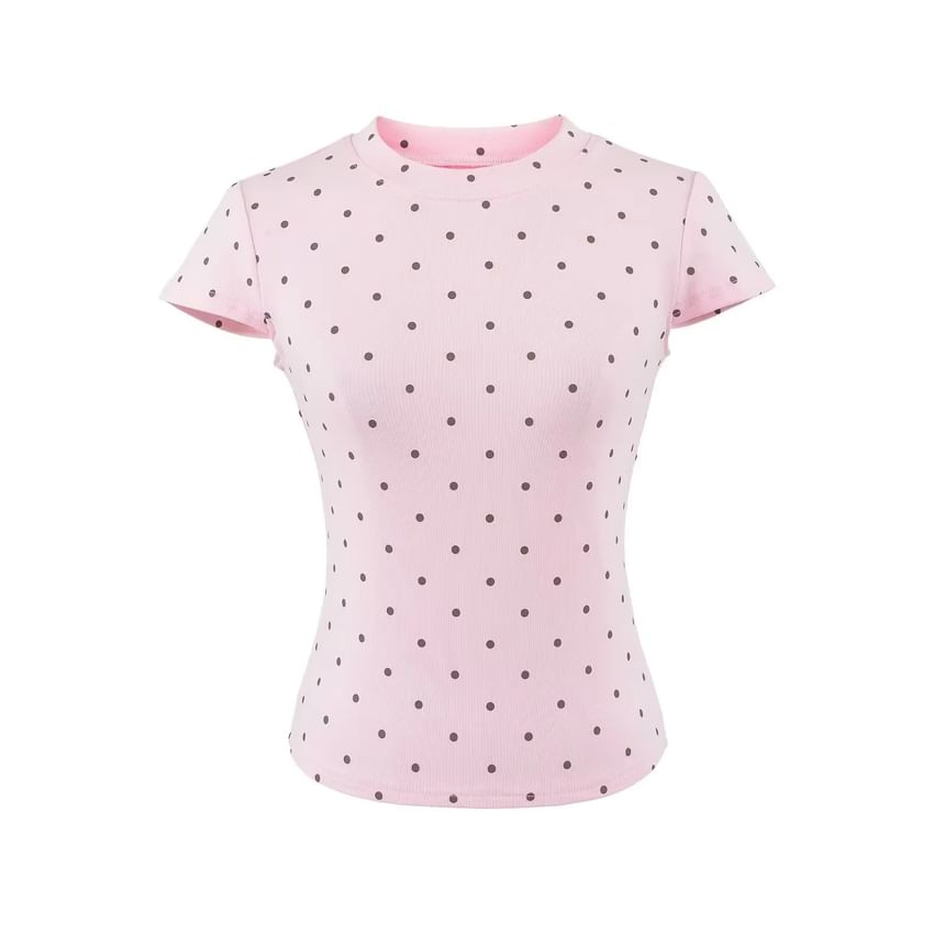 Dotted Crew Neck Crop Tee