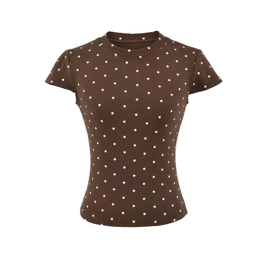 Dotted Crew Neck Crop Tee