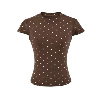 Dotted Crew Neck Crop Tee