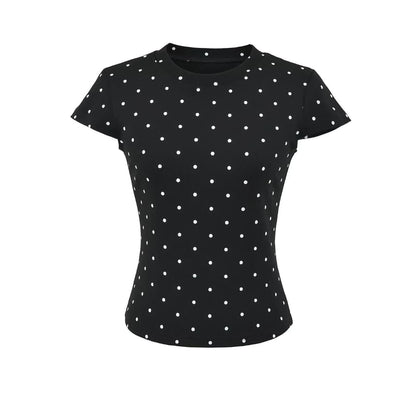 Dotted Crew Neck Crop Tee