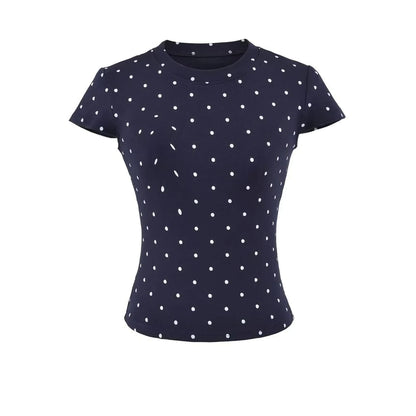 Dotted Crew Neck Crop Tee