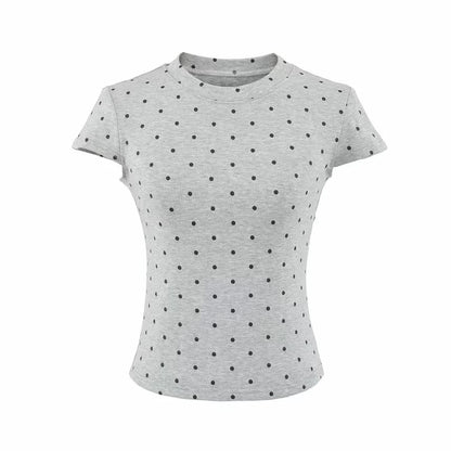 Dotted Crew Neck Crop Tee