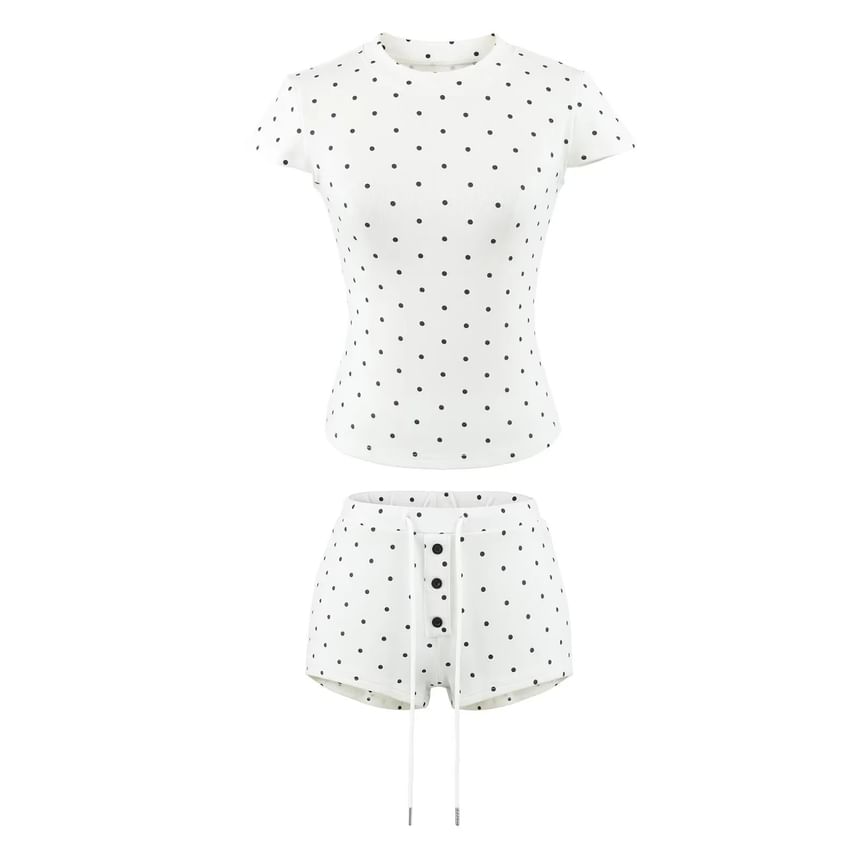 Dotted Crew Neck Crop Tee