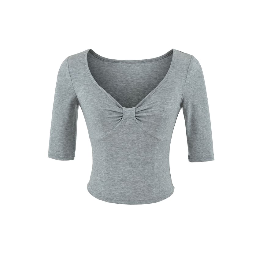Ruched V-Neck Crop T-Shirt
