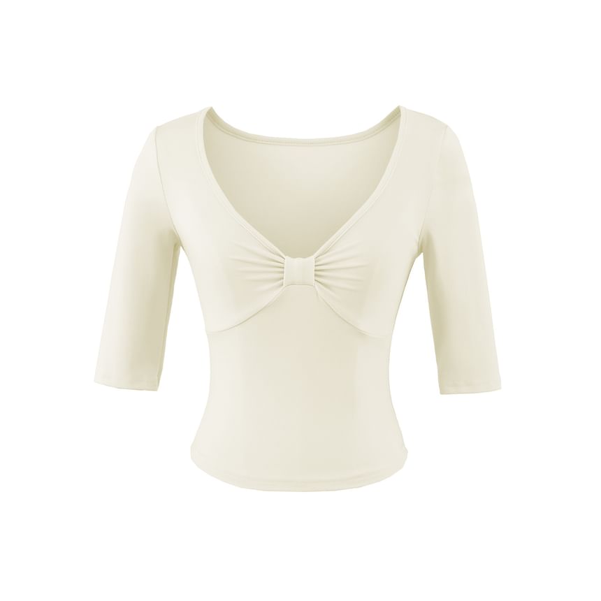 Ruched V-Neck Crop T-Shirt