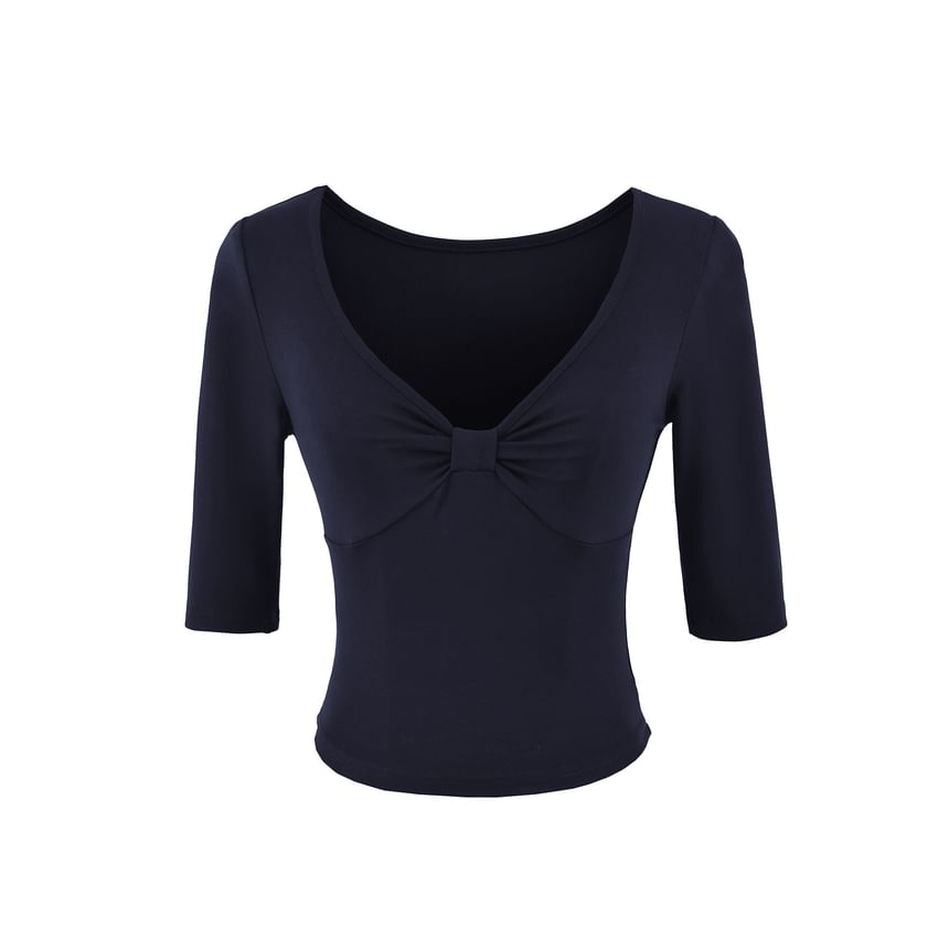 Ruched V-Neck Crop T-Shirt