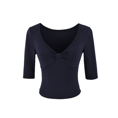 Ruched V-Neck Crop T-Shirt