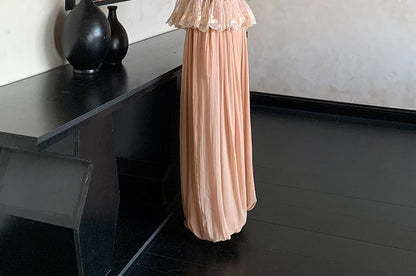 Lace Peplum Camisole and Baggy Pants Set