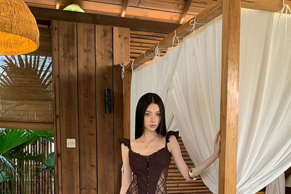 Lace Panel Crop Camisole and Mermaid Skirt