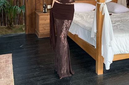 Lace Panel Crop Camisole and Mermaid Skirt