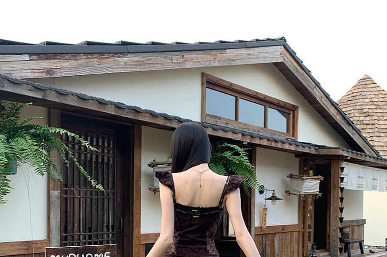 Lace Panel Crop Camisole and Mermaid Skirt