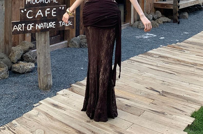 Lace Panel Crop Camisole and Mermaid Skirt