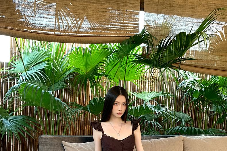 Lace Panel Crop Camisole and Mermaid Skirt