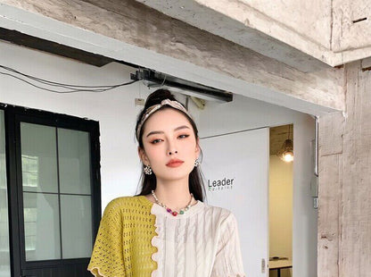 Perforated Knit Top and Pleated Skort Set