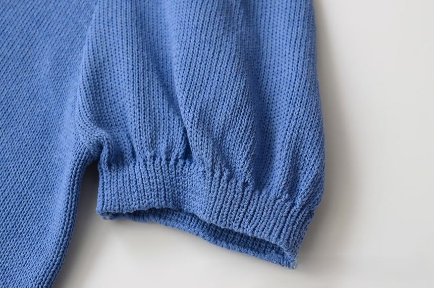 Crewneck Button-Up Knit Tee - Short Sleeve