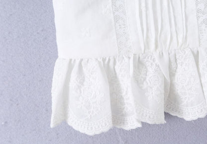 Frill Trim Scoop Neck Crop Top - Short Sleeve