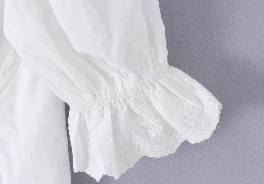 Frill Trim Scoop Neck Crop Top - Short Sleeve