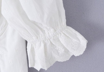 Frill Trim Scoop Neck Crop Top - Short Sleeve