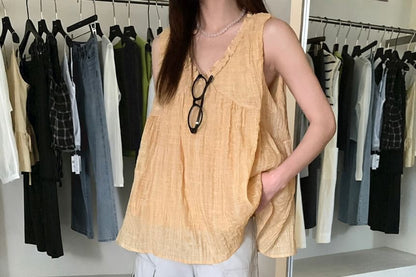 Frill Trim V-Neck Tank Top