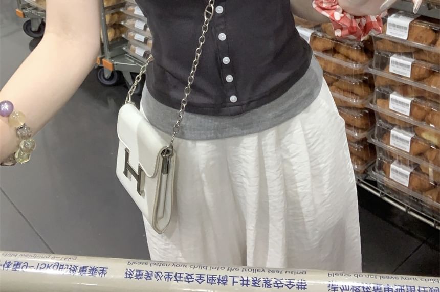 Mock Two Piece Round Neck Tee - Short Sleeve