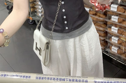 Mock Two Piece Round Neck Tee - Short Sleeve
