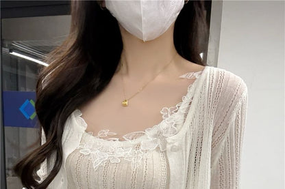 Lace Trim Camisole & Ribbed Cardigan Set