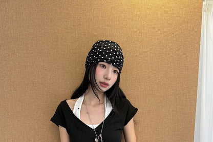 Short-Sleeved V-Neck Plain Tee and Sleeveless Set