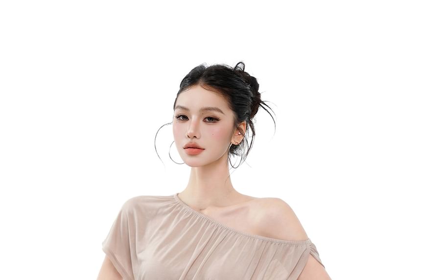 Mock Two-Piece Asymmetrical Off-Shoulder Crop Top