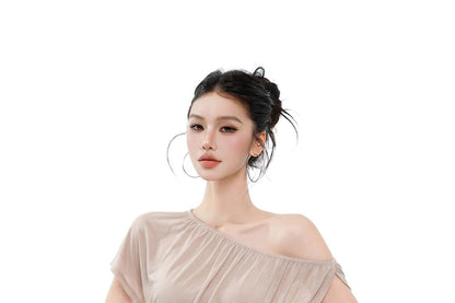 Mock Two-Piece Asymmetrical Off-Shoulder Crop Top