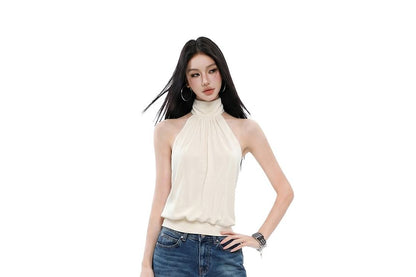 Halter Neck Plain Crop Top