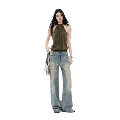 Halter Neck Plain Crop Top
