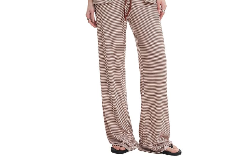 Striped Crop Camisole & Relaxed Drawstring Straight Leg Pants