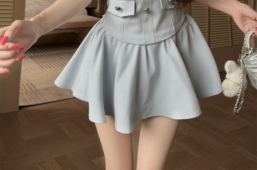 Ruffle Trim Tube Top & Mini A-Line Skirt Set