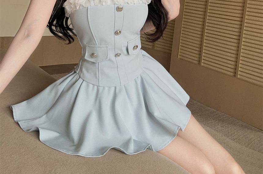 Ruffle Trim Tube Top & Mini A-Line Skirt Set