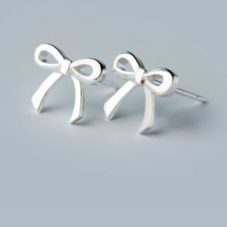 Silver Sterling Earring Bow 925