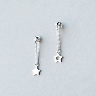 Silver Star Sterling 925 Drop Earring Asymmetrical