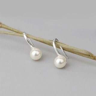 Silver 925 Earring Sterling Faux Pearl