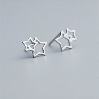 Earring Double Silver Star Sterling 925